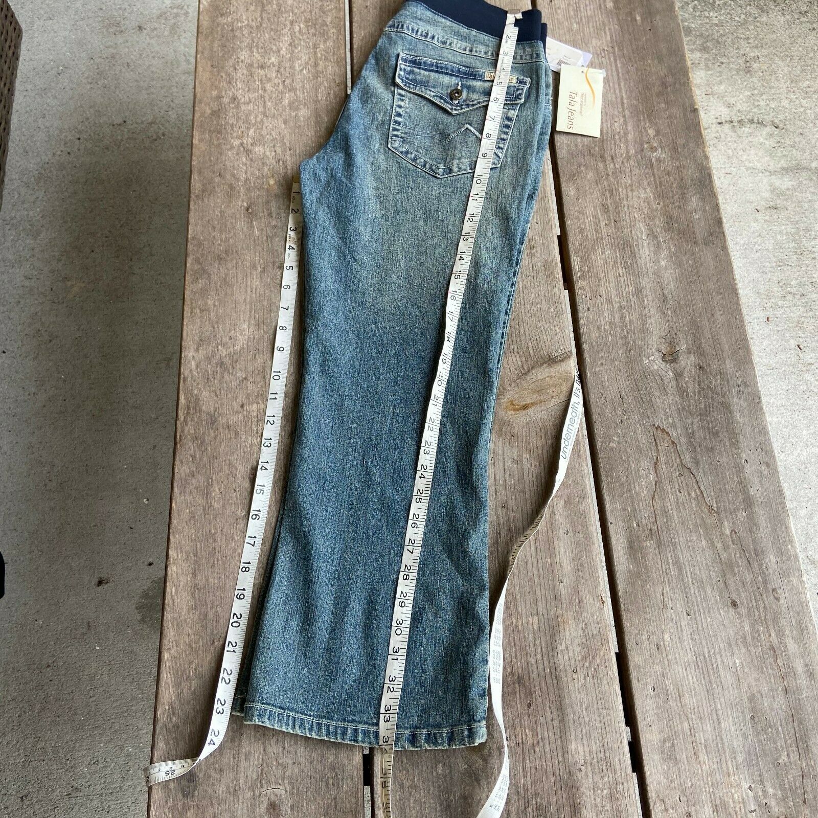 Tala Jeans Womens Capris Size Small Denim Blue Dirty Look Maternity New — image 4 of 5